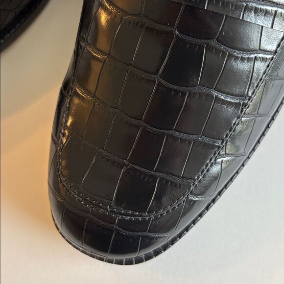 NWT Splendid Loafer Mules Faux Crocodile Leather Black Size 10 - Picture 12 of 13